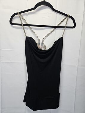 Cache NWT Black Chain-Strap Cowl Neck Women's Top